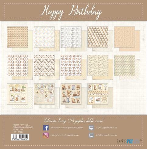 Preview: Papers For You - Designpapier "Happy Birthday" Scrap Paper Pack 8x8 Inch - 28 Bogen