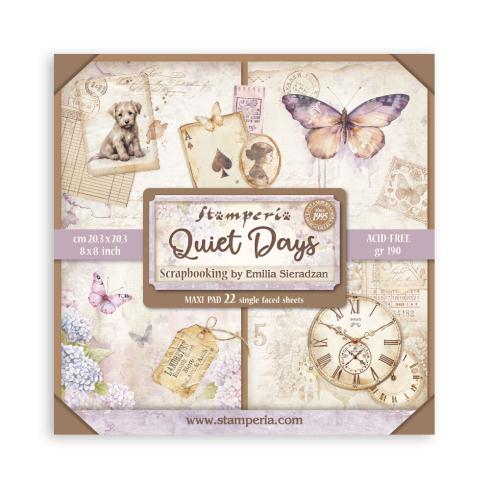 Stamperia - Designpapier "Quiet Days" Maxi Paper Pack 8x8 Inch - 22 Bogen