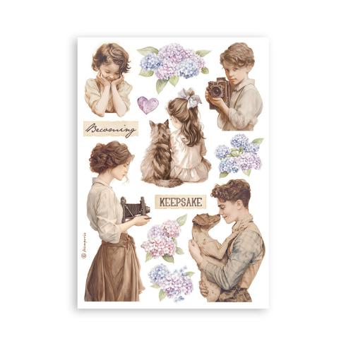 Stamperia - Washi Papier "Quiet Days" Washi Pad 14,8x21cm - 8 Bogen