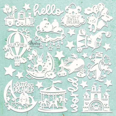 Mintay Papers - Stanzteile "Baby Love" Chipboard - Chippies Decor 12x12 Inch