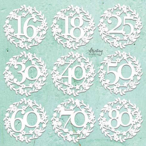 Mintay Papers - Stanzteile "Jubilee Numbers" Chipboard - Chippies Decor 12x12 Inch
