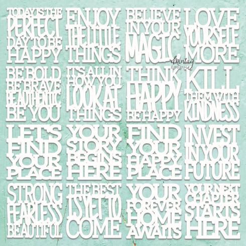 Mintay Papers - Stanzteile "Motivational Words" Chipboard - Chippies Decor 12x12 Inch