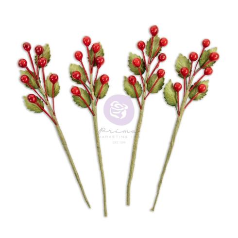 Preview: Prima Marketing - Papier Blumen "Twinkle & Treats" Flowers Christmas Berries