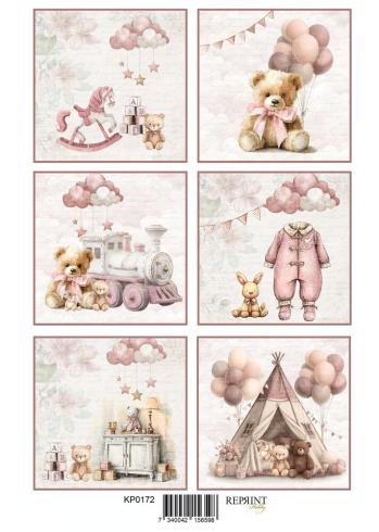 Reprint - Stanzteile "Happiness Baby Girl" Cutouts A4 - 8 Bogen