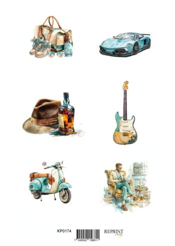 Preview: Reprint - Stanzteile "Masculine Moments" Cutouts A4 - 8 Bogen