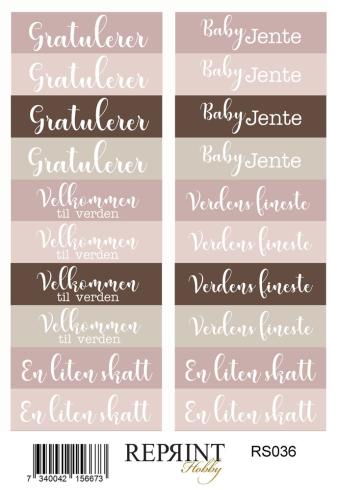 Preview: Reprint - Aufkleber "Happiness Baby Girl" Sticker 10x21cm - 3 Bogen