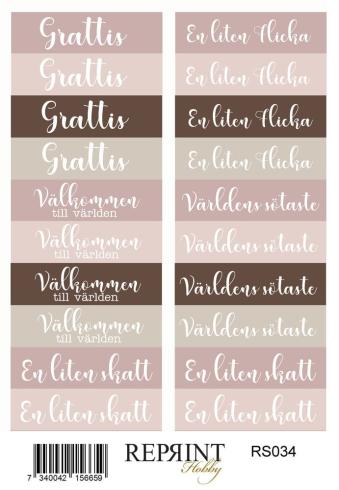 Preview: Reprint - Aufkleber "Happiness Baby Girl" Sticker 10x21cm - 3 Bogen