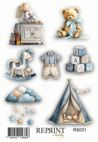 Reprint - Aufkleber "Happiness Baby Boy" Sticker 10x21cm - 3 Bogen