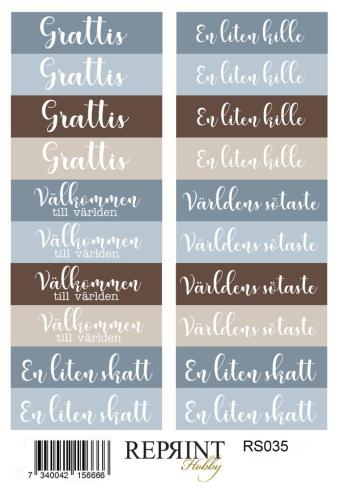 Preview: Reprint - Aufkleber "Happiness Baby Boy" Sticker 10x21cm - 3 Bogen