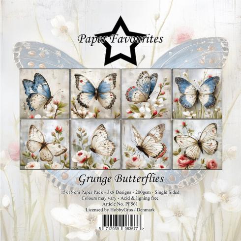 Paper Favourites - Designpapier "Grunge Butterflies" Paper Pack 6x6 Inch - 24 Bogen