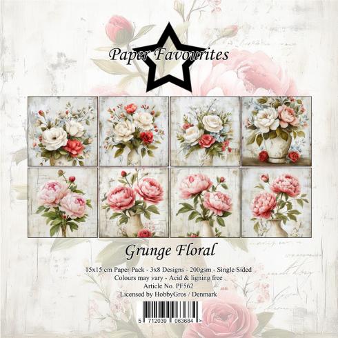 Paper Favourites - Designpapier "Grunge Floral" Paper Pack 6x6 Inch - 24 Bogen