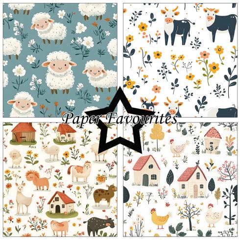 Preview: Paper Favourites - Designpapier "Cute Farm Animals" Paper Pack 12x12 Inch 8 Bogen