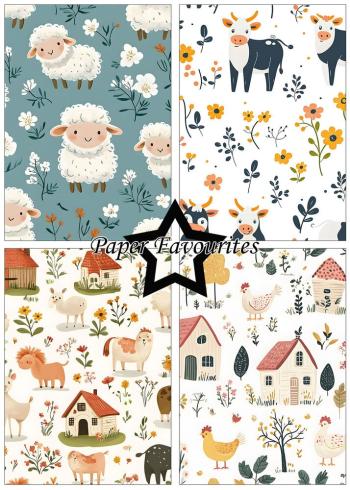 Preview: Paper Favourites - Designpapier "Cute Farm Animals" Paper Pack A5 - 24 Bogen