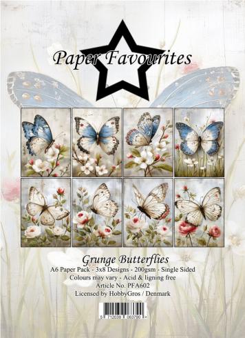 Paper Favourites - Designpapier "Grunge Butterflies" Paper Pack A6 - 24 Bogen
