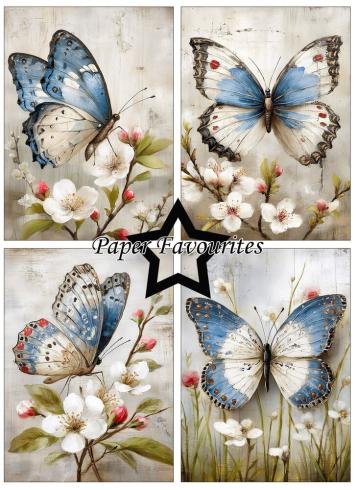Preview: Paper Favourites - Designpapier "Grunge Butterflies" Paper Pack A6 - 24 Bogen
