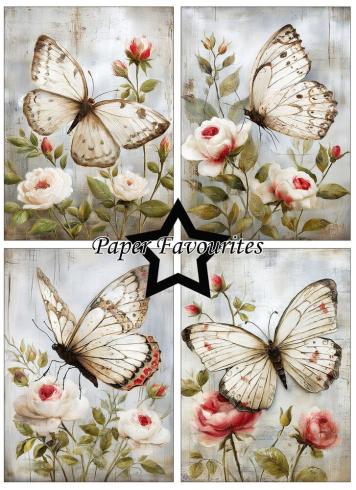 Preview: Paper Favourites - Designpapier "Grunge Butterflies" Paper Pack A6 - 24 Bogen