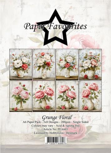 Paper Favourites - Designpapier "Grunge Floral" Paper Pack A6 - 24 Bogen