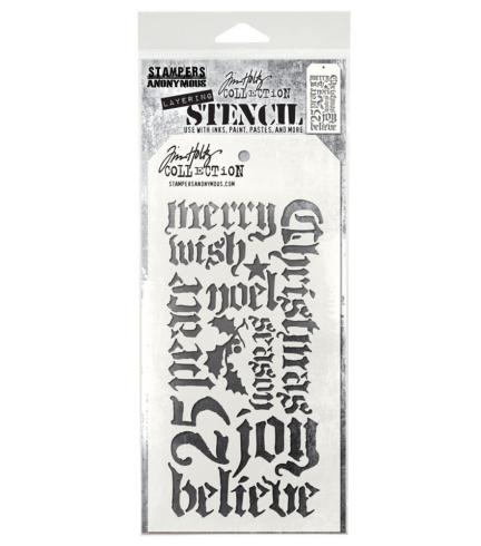 Stampers Anonymous - Schablone "Holiday Script" Layering Stencil Design by Tim Holtz