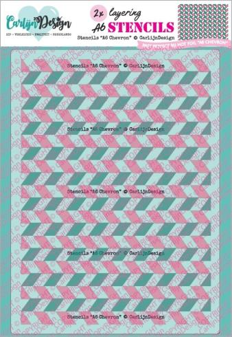 Preview: Carlijn Design - Schablone A6 "Chevron" Stencil
