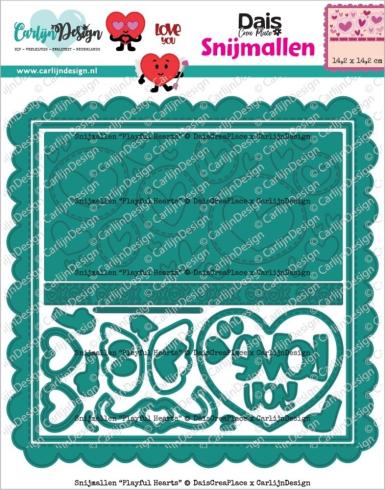 Preview: Carlijn Design - Stanzschablone "Playful Hearts" Dies 