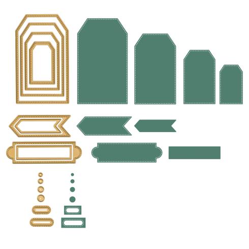 Preview: Vaessen Creative - Stanzschablone "Trapezförmige Banner & Etiketten" Dies