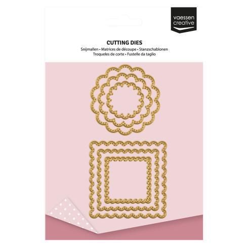 Vaessen Creative - Stanzschablone "Gewellte Kreise & Quadrate" Dies