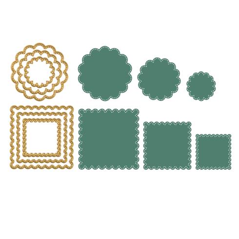 Preview: Vaessen Creative - Stanzschablone "Gewellte Kreise & Quadrate" Dies