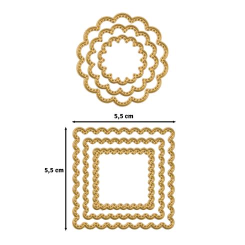 Preview: Vaessen Creative - Stanzschablone "Gewellte Kreise & Quadrate" Dies