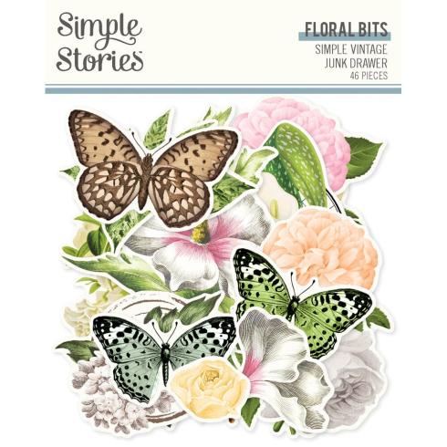 Simple Stories - Stanzteile "Vintage Junk Drawer" Floral Bits & Pieces 