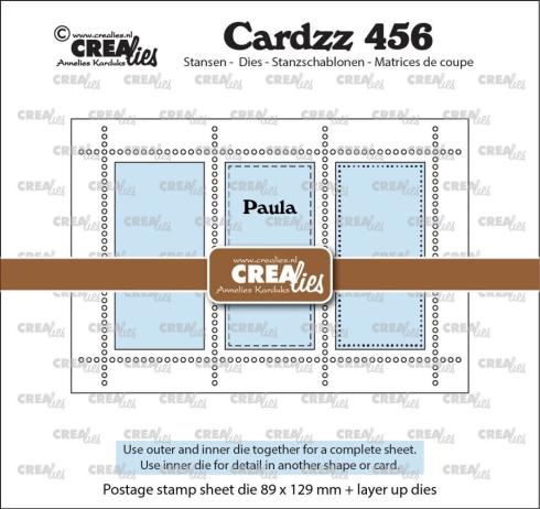 Crealies - Stanzschablone "No. 456 Postage Stamp Sheet Rectangle Paula with 3 Rectangles" Cardzz Dies