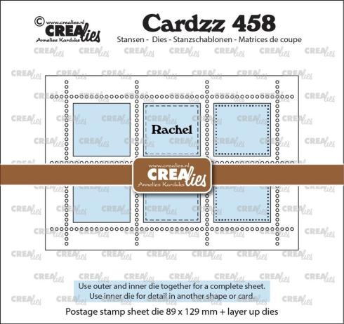 Crealies - Stanzschablone "No. 458 Postage Stamp Sheet Rectangle Rachel with 6 Rectangles" Cardzz Dies