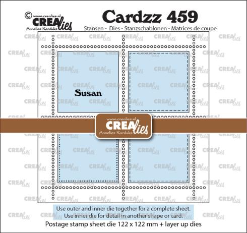 Crealies - Stanzschablone "No. 459 Postage Stamp Sheet Square Susan with 4 Squares" Cardzz Dies