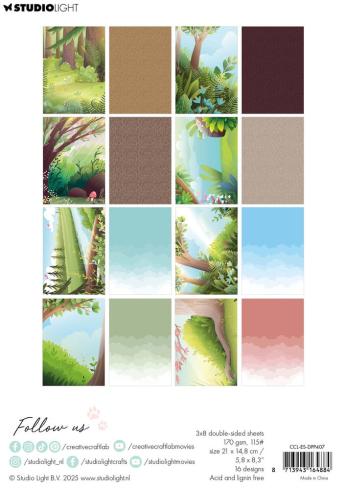 Preview: Creative Craft Lab - Studio Light - Designpapier "Green Forest" Paper Pack 21x14,8 cm - 24 Bogen