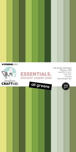 Creative Craft Lab - Studio Light - Cardstock "All Greens" Paper Pack 30x15cm - 24 Bogen