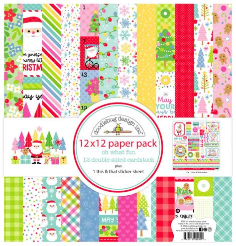 Doodlebug Design - Designpapier  "Oh What Fun " Paper Pack 12x12 Inch - 12 Bogen