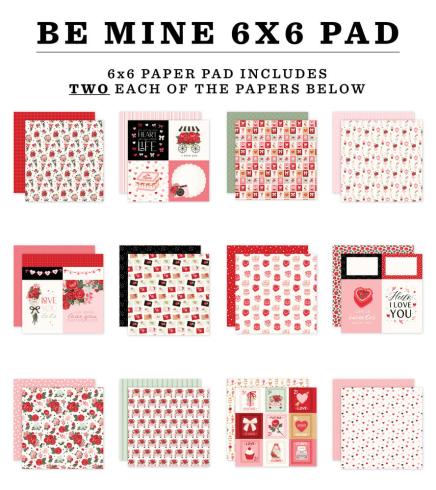 Preview: Carta Bella - Designpapier "Be Mine" Paper Pad 6x6 Inch - 24 Bogen