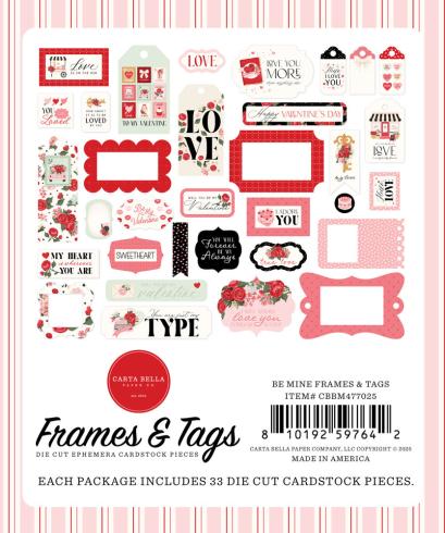 Preview: Carta Bella - Stanzteile & Anhänger "Be Mine" Ephemera Frames & Tags