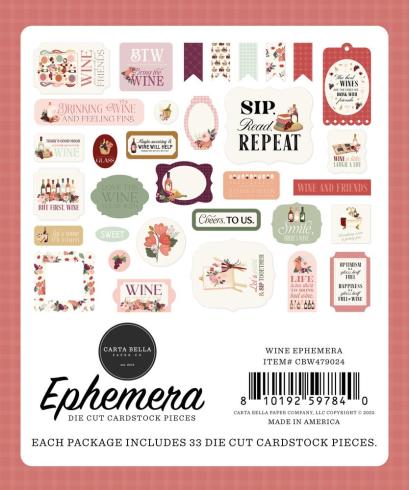 Preview: Carta Bella - Stanzteile "Wine" Ephemera