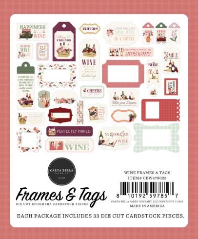 Preview: Carta Bella - Stanzteile & Anhänger "Wine" Ephemera Frames & Tags