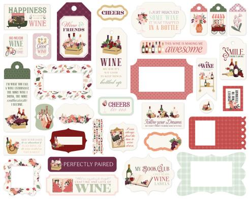 Preview: Carta Bella - Stanzteile & Anhänger "Wine" Ephemera Frames & Tags