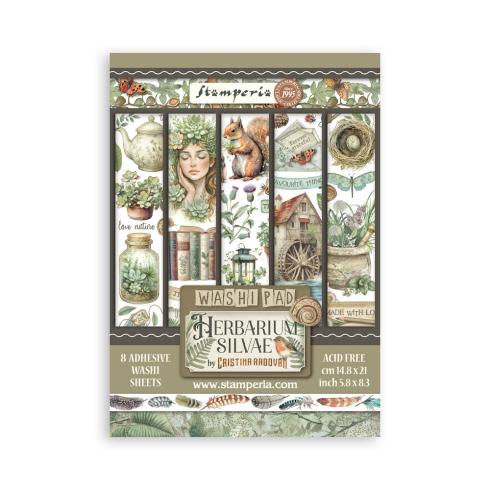 Stamperia - Washi Papier "Herbarium Silvae" Washi Pad 14,8x21cm - 8 Bogen