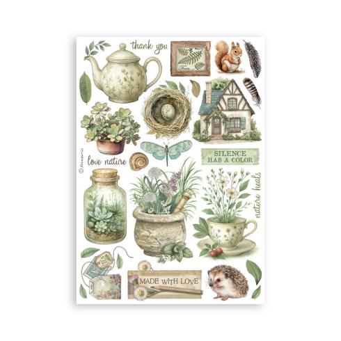 Preview: Stamperia - Washi Papier "Herbarium Silvae" Washi Pad 14,8x21cm - 8 Bogen
