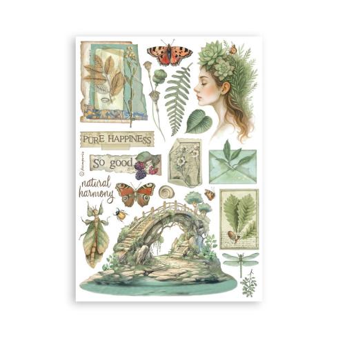 Preview: Stamperia - Washi Papier "Herbarium Silvae" Washi Pad 14,8x21cm - 8 Bogen