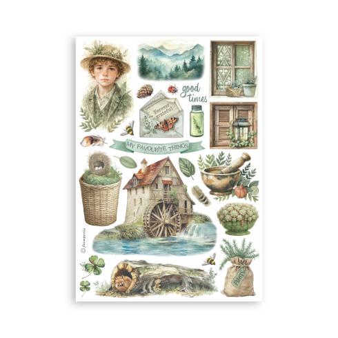 Stamperia - Washi Papier "Herbarium Silvae" Washi Pad 14,8x21cm - 8 Bogen