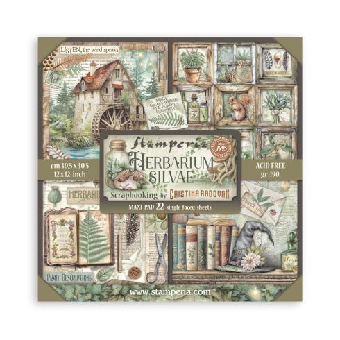 Stamperia - Designpapier "Herbarium Silvae" Maxi Paper Pack 12x12 Inch - 22 Bogen