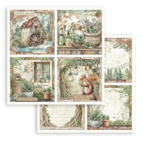 Stamperia - Designpapier "Herbarium Silvae" Paper Pack 8x8 Inch - 10 Bogen