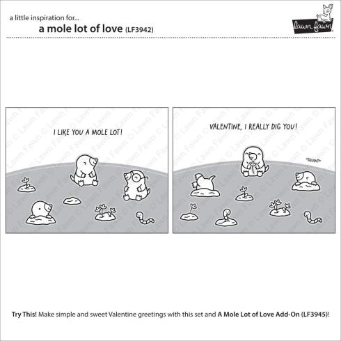 Lawn Fawn - Stempelset "A Mole Lot Of Love" Clear Stamps