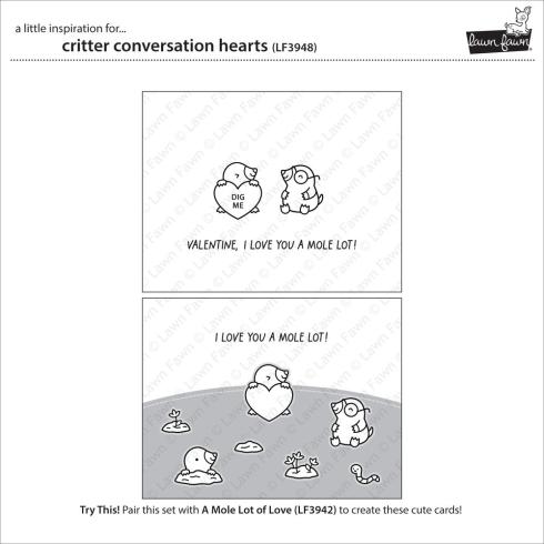Lawn Fawn - Stempelset "Critter Conversation Hearts" Clear Stamps