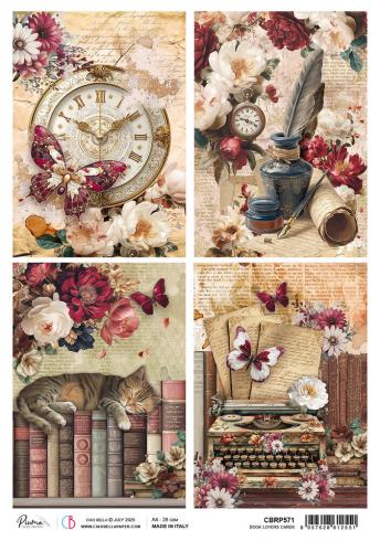 Ciao Bella - Decopatch Papier "A Book Lovers Cards" Rice Paper A4 - 5 Bogen