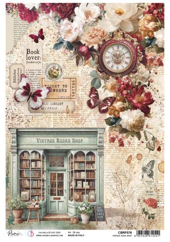 Ciao Bella - Decopatch Papier "Vintage Book Shop" Rice Paper A4 - 5 Bogen